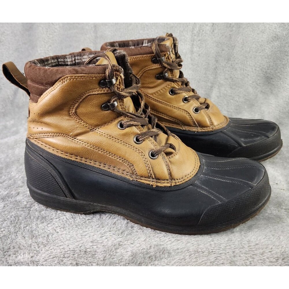 Magellan Duck Boots Mens Size 9D Brown Lace Up Black Lower Waterproof Outdoor